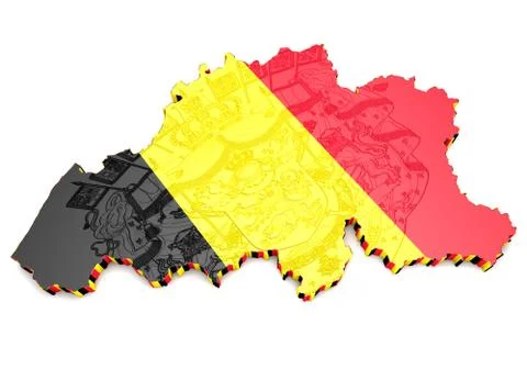 Map illustration of Belgium with flag Illustrazione stock