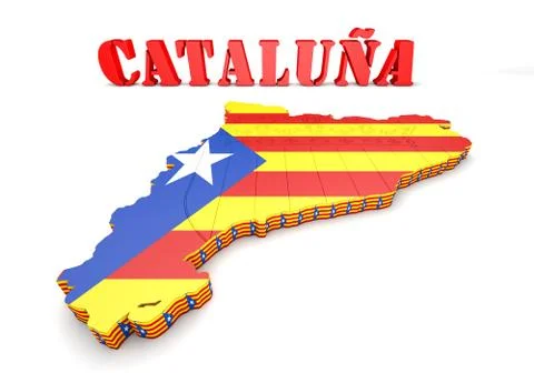 Map illustration of Catalonia with flag Stock-Illustration