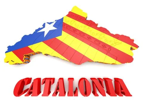Map illustration of Catalonia with flag Stock-Illustration