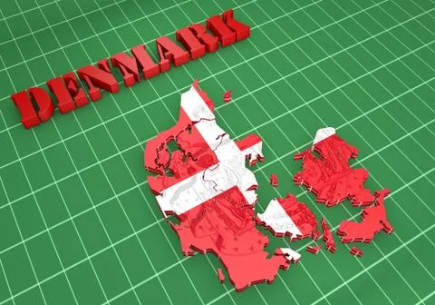 Map illustration of denmark with flag Illustration