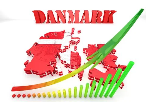 Map illustration of denmark with flag Illustrazione stock