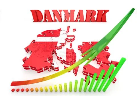 Map illustration of denmark with flag Иллюстрация