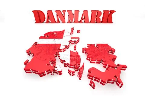 Map illustration of Denmark with flag Stock-Illustration