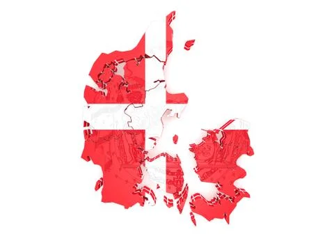 Map illustration of Denmark with flag Illustration