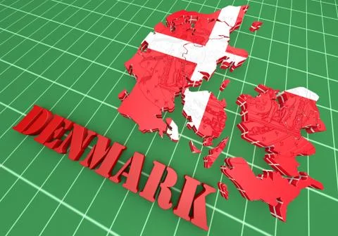 Map illustration of Denmark with flag Illustration