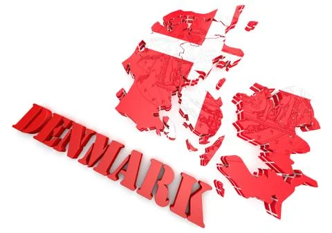Map illustration of Denmark with flag Illustration