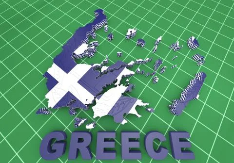 Map illustration of greece with flag Stock-Illustration
