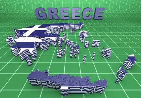 Map illustration of greece with flag 스톡 일러스트