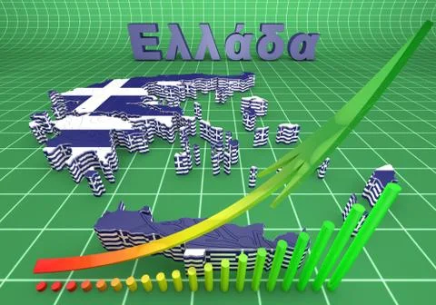Map illustration of greece with flag Illustrazione stock