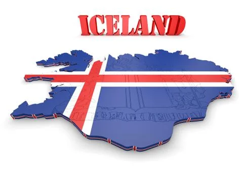 Map illustration of iceland with flag Illustrazione stock
