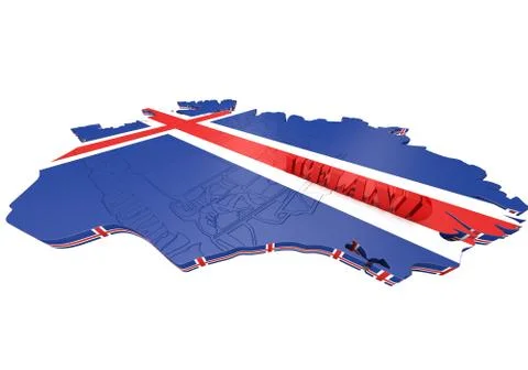 Map illustration of iceland with flag Illustrazione stock