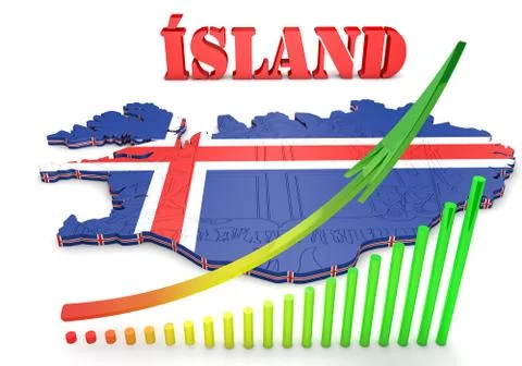 Map illustration of iceland with flag Stockillustratie