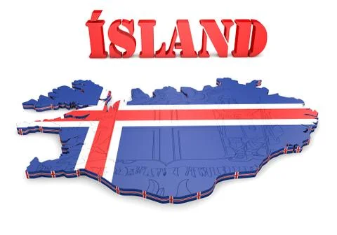 Map illustration of iceland with flag Illustrazione stock
