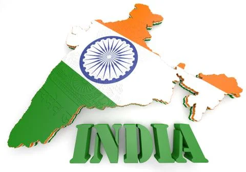 Map illustration of india with flag Illustrazione stock