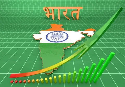 Map illustration of india with flag Illustrazione stock