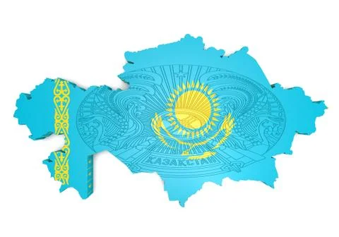 Map illustration of kazakhstan with flag Illustrazione stock
