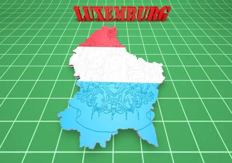 Map illustration of Luxembourg with flag Stock-Illustration