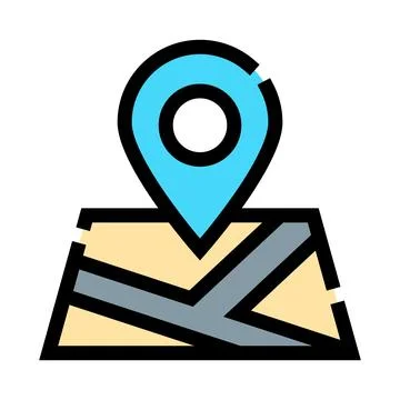 Map illustration marking location on navigation route Stock Illustration