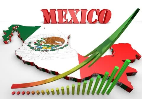 Map illustration of mexico with flag Illustration