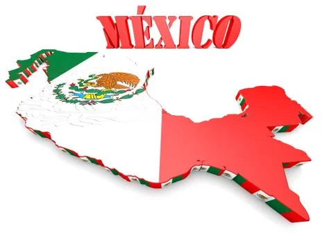 Map illustration of mexico with flag Иллюстрация