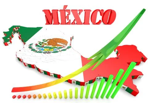 Map illustration of mexico with flag Stock-Illustration