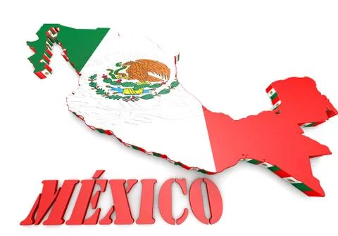 Map illustration of mexico with flag Illustrazione stock