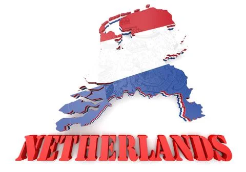 Map illustration of netherlands with flag Иллюстрация