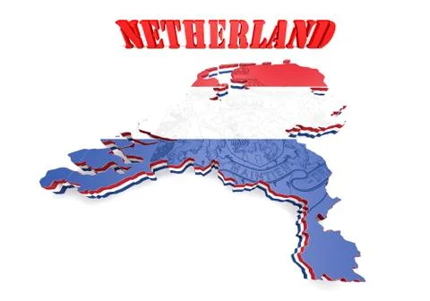 Map illustration of netherlands with flag Illustrazione stock