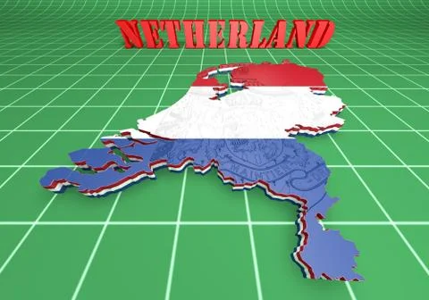 Map illustration of netherlands with flag Illustration