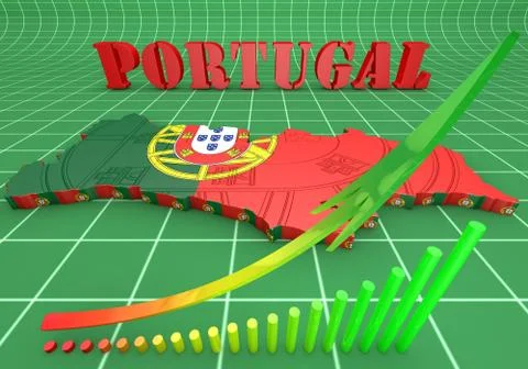 Map illustration of Portugal with map Stock-Illustration