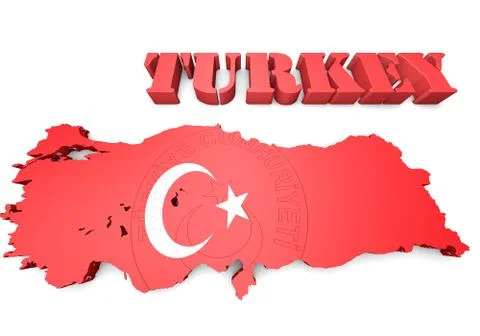 Map illustration of turkey with flag Illustrazione stock