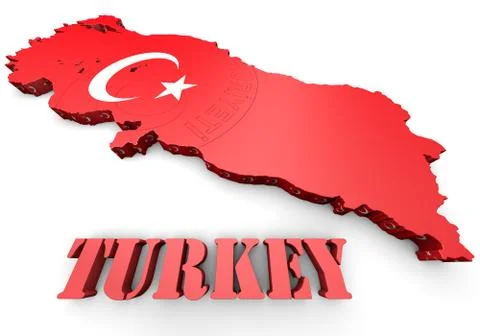Map illustration of turkey with flag Illustrazione stock