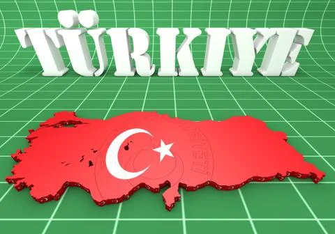 Map illustration of turkey with flag Иллюстрация