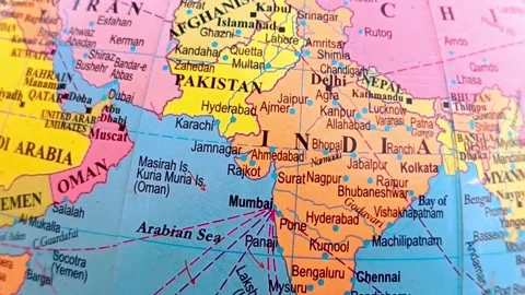 Map of India and China Video stock 329607644