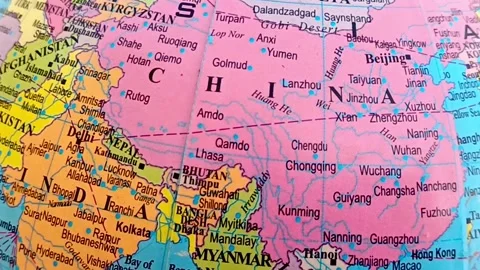 Map of India and China Stock Footage 329607679