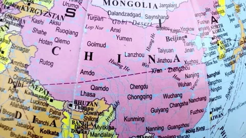 Map of India and China 스톡 동영상 329705955