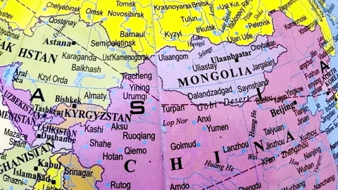 Map of India and China Video stock 332891122