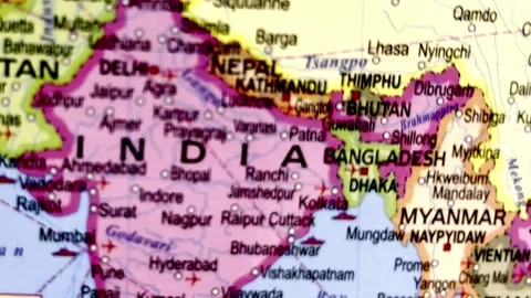 Map of India and China Video stock 336177485