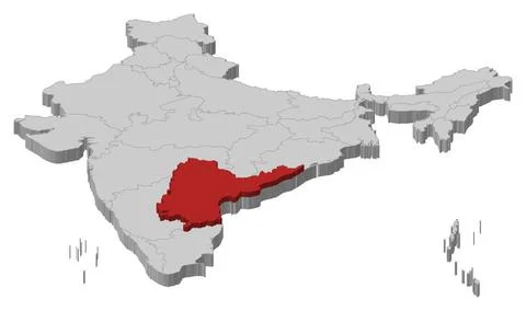 Map of India, Andhra Pradesh highlighted Political map of India with the s... Stock Photos