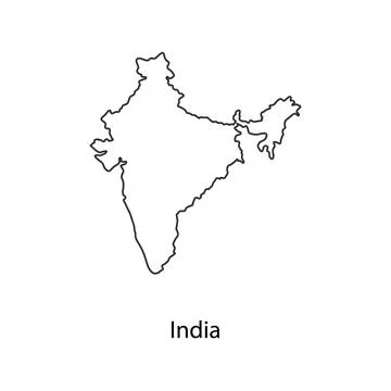 Map of India in black contour. Vector illustration. Stock Illustration