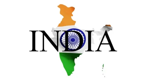 Map of India in colors of Indian flag isolated on white background. Fluttering f Stock Footage 201259990