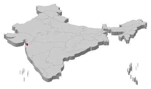 Map of India, Dadra and Nagar Haveli highlighted Political map of India wi... Stock Photos