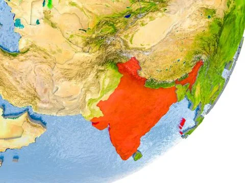 Map of India on Earth Stock Illustration