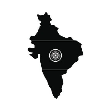 Map of India with the image of the national flag Stock Illustration