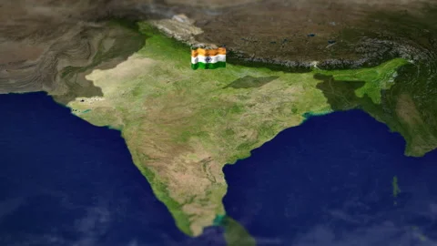 Map of India with Indian flag Vidéo 231393700