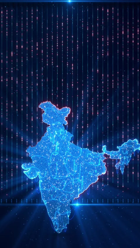 Map of India infographics digital screen globe network tech Concept of world Stock Footage 317601903