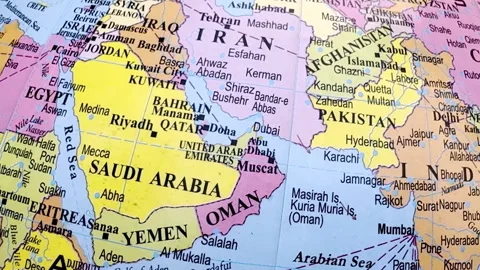 Map of India, Iran, Saudi Arabia and Pakistan Видео 329700830