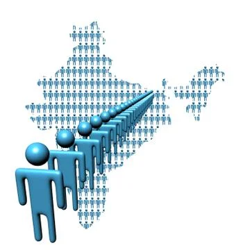 Map of india made of people with line of abstract men Stock Illustration