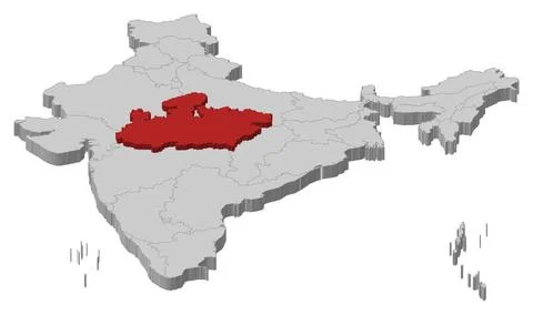 Map of India, Madhya Pradesh highlighted Political map of India with the s... Stock Photos