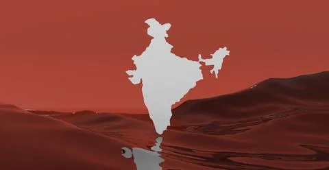 Map of india with orange color 3D Rendering Illustration